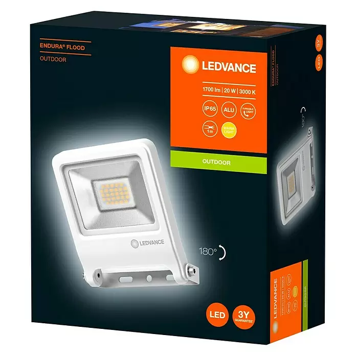 Ledvance LED-Strahler Endura Flood - Weiß, 20 W, IP65 - Diagonale Ansicht