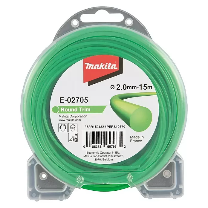 Makita Ersatzfaden - Fadenlänge: 15 m, Fadenstärke: 2 mm, Passend für: Makita Akku-Freischneider UR002GZ01 - Vorderansicht
