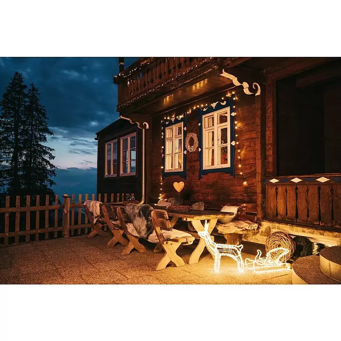 Tween Light LED fénycső rénszarvas szánnal - Alkalmazási terület: Kívül, Meleg fehér, Hosszúság: 67 cm - Hangulatos felvétel
