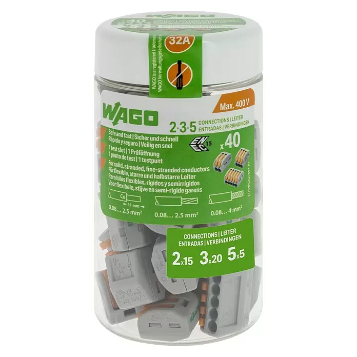 Wago Lasklem met hendel - Doorsnede: 0,08 - 4 mm², 40 st. - Vooraanzicht