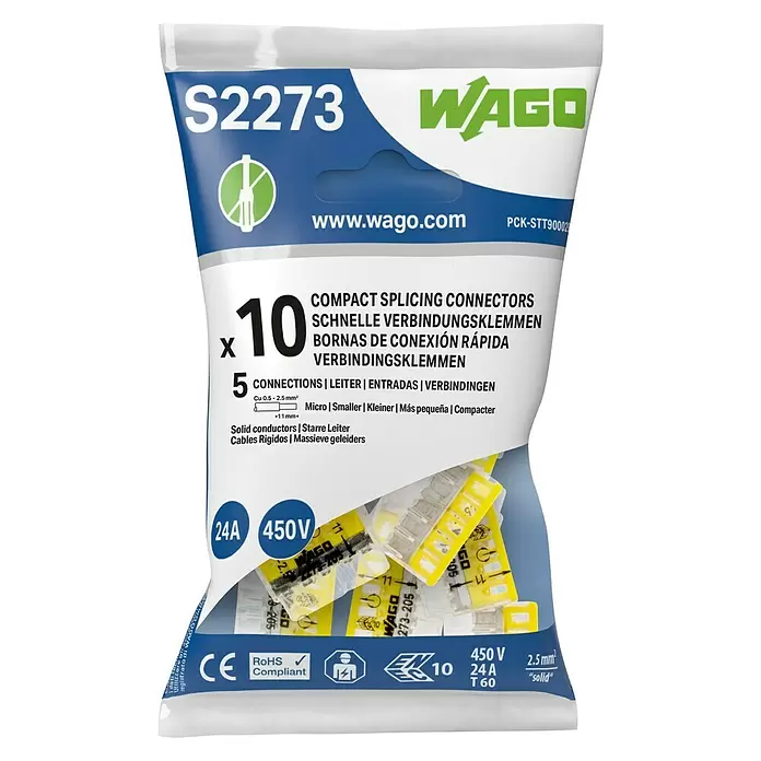 Wago Lasklem - 0,5 - 2,5 mm², 10 st., 5 st. - Vooraanzicht