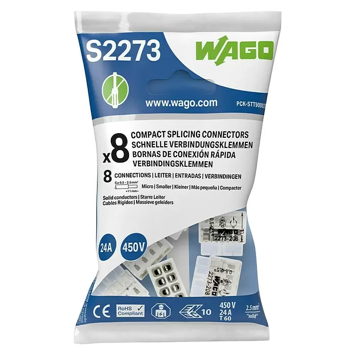 Wago Lasklem - 0,5 - 2,5 mm², 8 st., 8 st. - Vooraanzicht