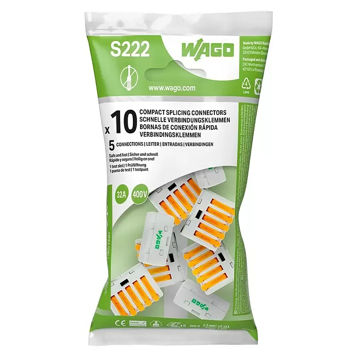 Wago Lasklem met hendel - Aantal kabels: 5 st., 10 st., 0,08 - 4 mm² - Vooraanzicht