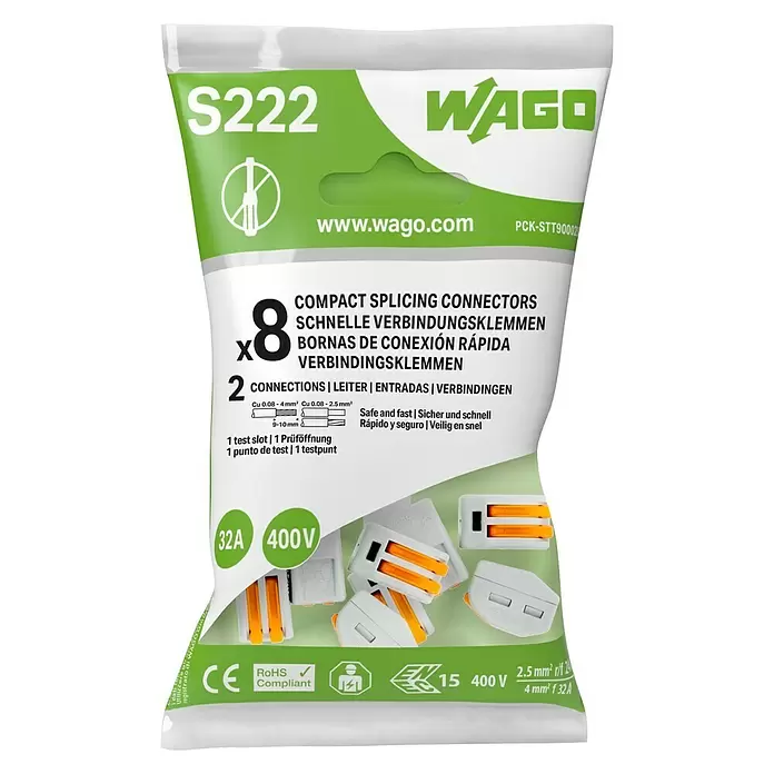 Wago Lasklem met hendel - Aantal kabels: 2 st., 8 st., 0,08 - 4 mm² - Vooraanzicht