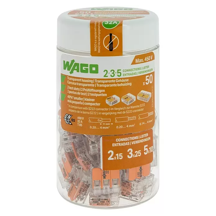 Wago Lasklem met hendel Mix - 0,14 - 4 mm², 50 st. - Vooraanzicht