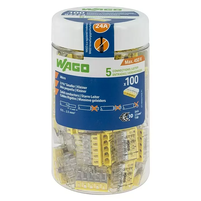 Wago Lasklem - 100 st., Aantal kabels: 5 st., 0,5 - 2,5 mm² - Vooraanzicht