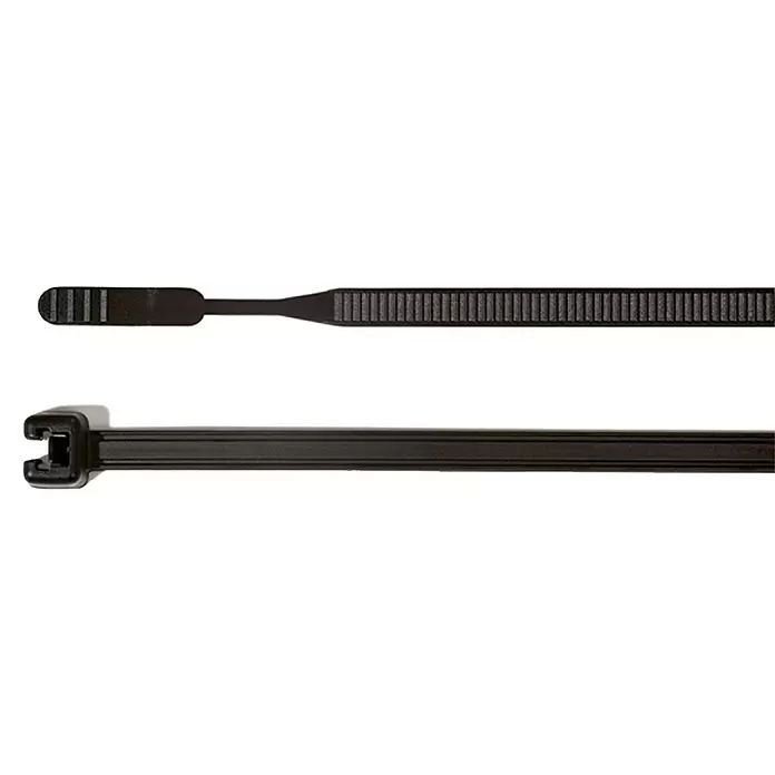 HellermannTyton Kabelbinders - l x b: 105 x 2,6 mm, 100 st., Zwart - Close-up
