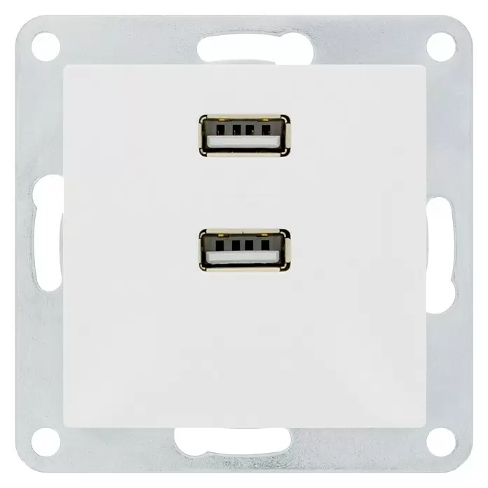 Siemens DELTA Viva Stopcontactinzet met USB - Wit, 2 aansluitingen, Kunststof - Vooraanzicht