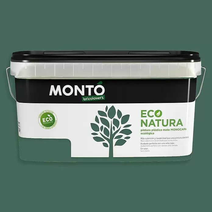 Montó Bricolovers Pintura para paredes Econatura - Verde cactus, 4 l, Mate - Vista frontal