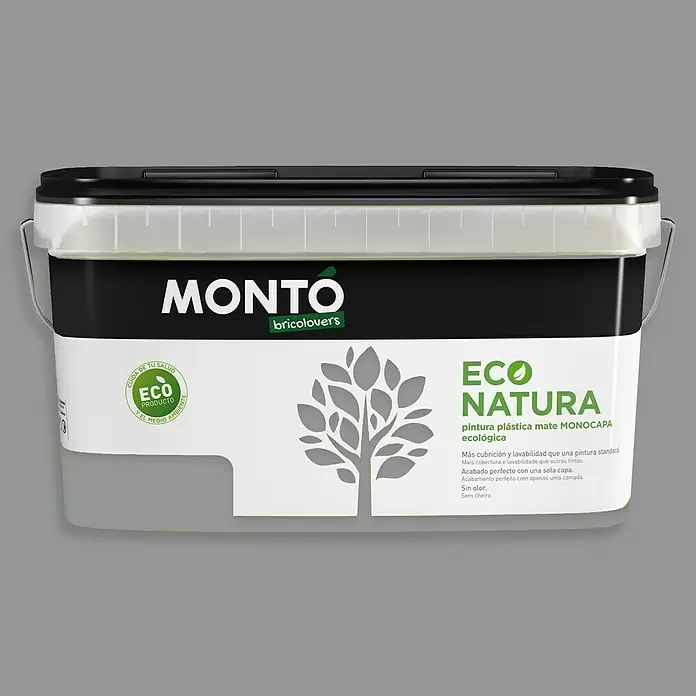 Montó Bricolovers Pintura para paredes Econatura - Gris Morkegra, 4 l, Mate - Vista frontal