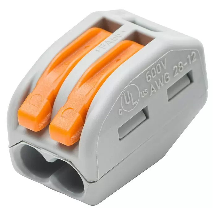 Wago Lasklem met hendel - Aantal kabels: 2 st., 15 st., 0,08 - 4 mm² - Diagonaal zicht