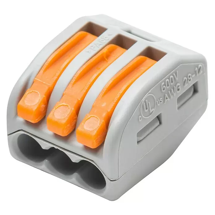 Wago Lasklem met hendel - Aantal kabels: 3 st., 8 st., 0,08 - 4 mm² - Diagonaal zicht