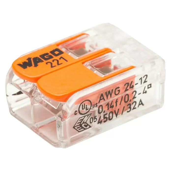 Wago Lasklem met hendel - Aantal kabels: 2 st., 0,14 - 4 mm², 50 st. - Diagonaal zicht