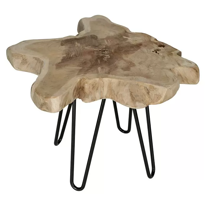 Baumscheibe - Teak, Unbehandelt, Durchmesser: 45 cm - 50 cm - Diagonale Ansicht