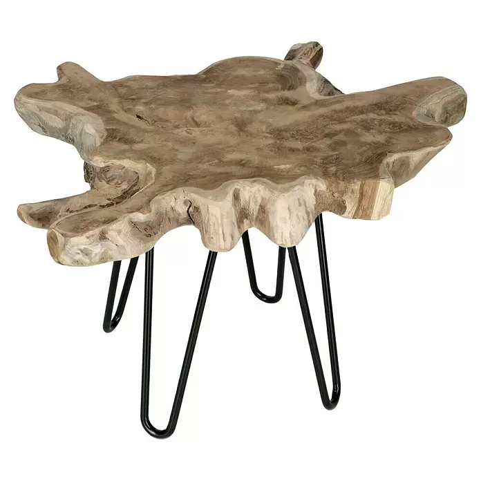 Baumscheibe - Teak, Unbehandelt, Durchmesser: 45 cm - 50 cm - Diagonale Ansicht