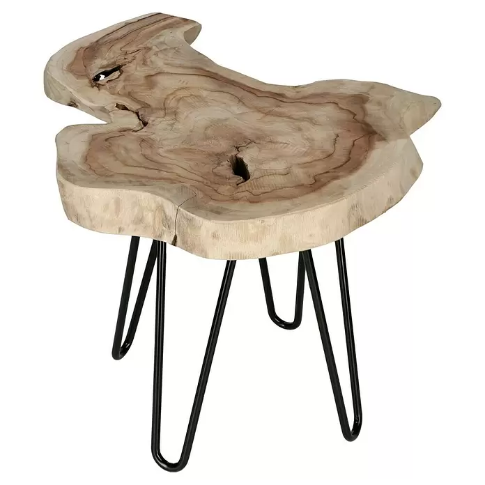 Baumscheibe - Teak, Unbehandelt, Durchmesser: 45 cm - 50 cm - Diagonale Ansicht
