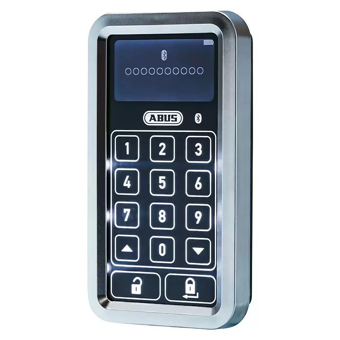 Abus HomeTec Pro Funk-Tastatur CFT 3100S - L x B x H: 29 x 78 x 142 mm, Passend für: Abus HomeTec Pro Funk-Türschlossantrieb CFA3100, Silber - Diagonale Ansicht