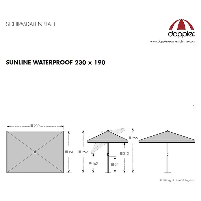 Doppler Suncobran - Natur, 230 x 190 cm - Skica