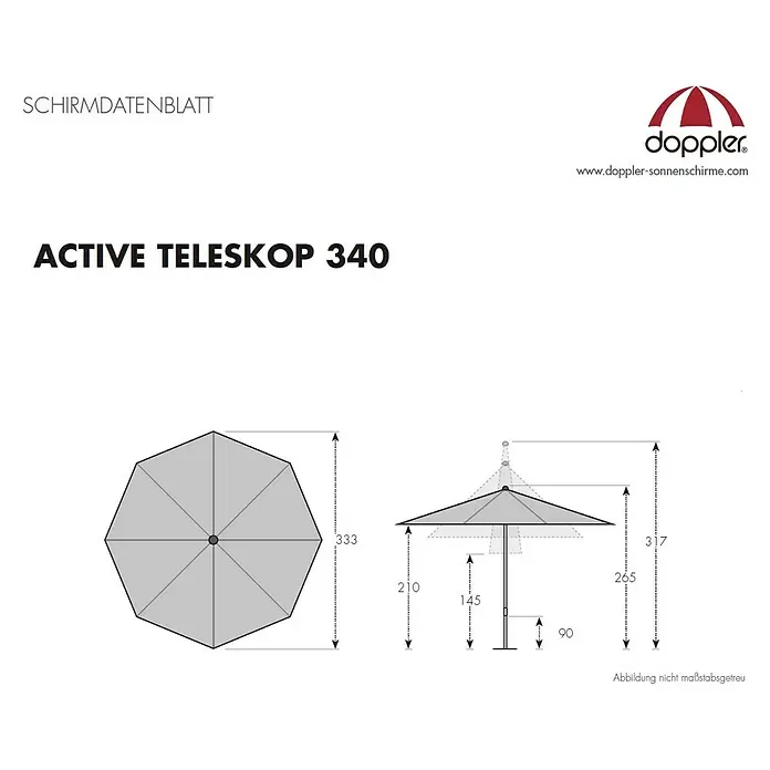 Doppler Sonnenschirm Active Teleskop - Natur, Durchmesser: 333 cm - Skizze