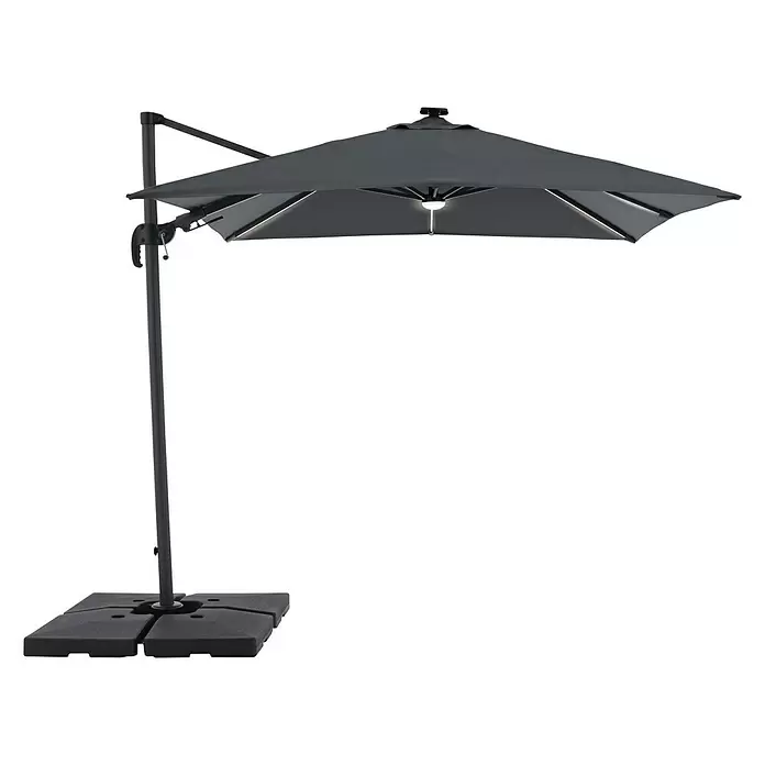 Derby Ravenna LED-Sonnenschirm AX - Anthrazit, L x B: 246 x 246 cm - Rechte Seitenansicht