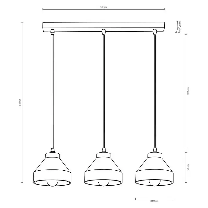 Spotlight Pendelleuchte Tristan - Höhe: 110 cm - Skizze