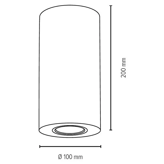 Spotlight LED-Wandleuchte rund - 5 W, Ø x H: 100 mm x 20 cm, Eiche, Warmweiß - Skizze