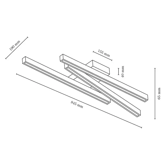 Spotlight LED-Deckenleuchte Linus - 27 W, L x B x H: 19 x 84,5 x 6,5 cm, Eiche, Warmweiß - Skizze