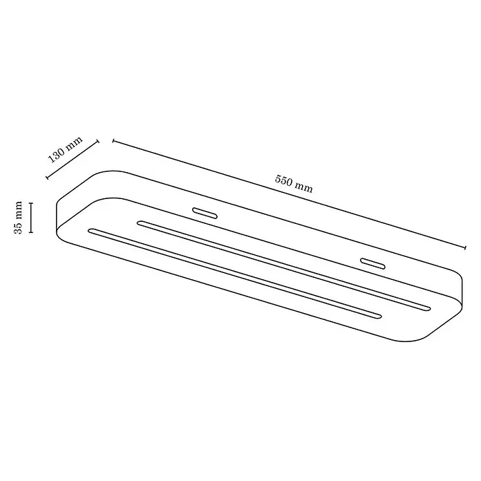Spotlight LED-Deckenleuchte Neele - 12 W, L x B x H: 13 x 55 x 3,5 cm, Eiche, Warmweiß - Skizze