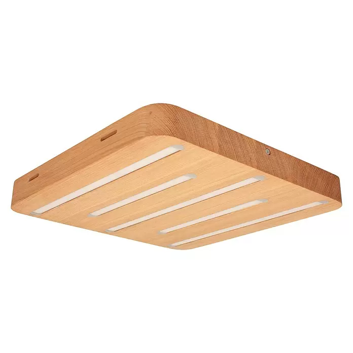 Spotlight LED-Deckenleuchte Neele - 19,5 W, L x B x H: 34 x 34 x 3,5 cm, Eiche, Warmweiß - Diagonale Ansicht