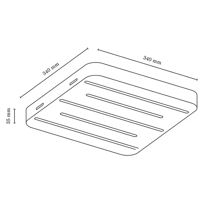 Spotlight LED-Deckenleuchte Neele - 19,5 W, L x B x H: 34 x 34 x 3,5 cm, Eiche, Warmweiß - Skizze