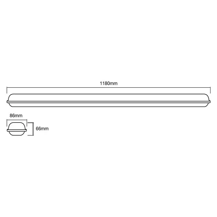 Ledvance LED-Feuchtraum-Lichtleiste Submarine - 36 W, Länge: 120 cm, Neutralweiß, IP65 - Skizze