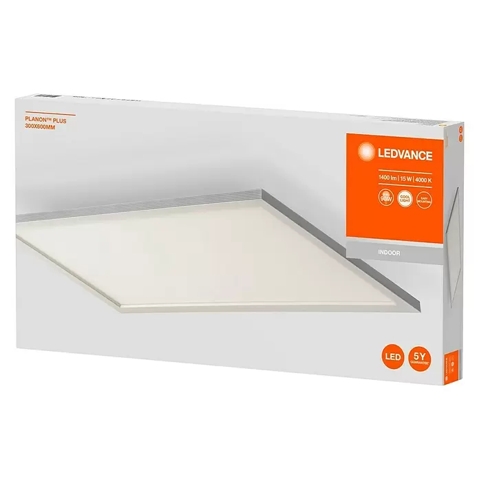 Ledvance LED-Panel Planon Plus - 17 W, L x B x H: 59,5 x 29,5 x 4,6 cm, Kaltweiß - Vorderansicht