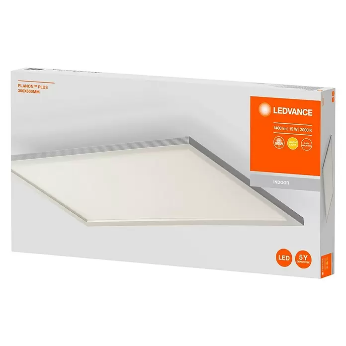 Ledvance LED-Panel Planon Plus - 17 W, L x B x H: 59,5 x 29,5 x 4,6 cm, Warmweiß - Vorderansicht