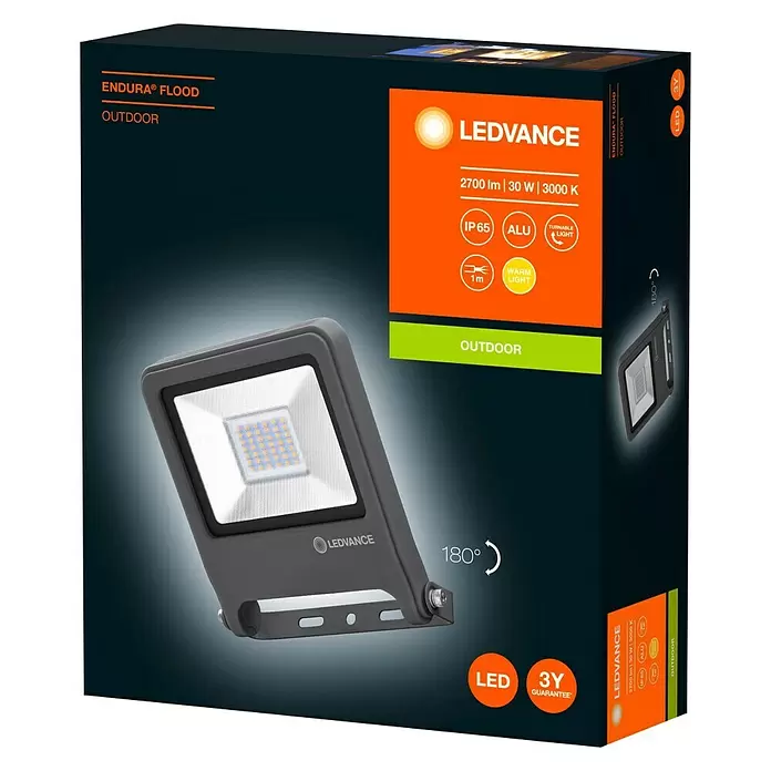 Ledvance LED-Strahler Endura Flood - Anthrazit, 30 W, IP65 - Diagonale Ansicht
