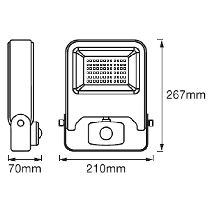 Ledvance LED-Strahler Endura Flood - Anthrazit, Sensor, 30 W, IP44 - Skizze