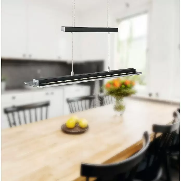 Honsel Leuchten Pendelleuchte Tenso TW - 20 W, Sandschwarz/Gold, Länge: 88 cm - Stimmungsaufnahme