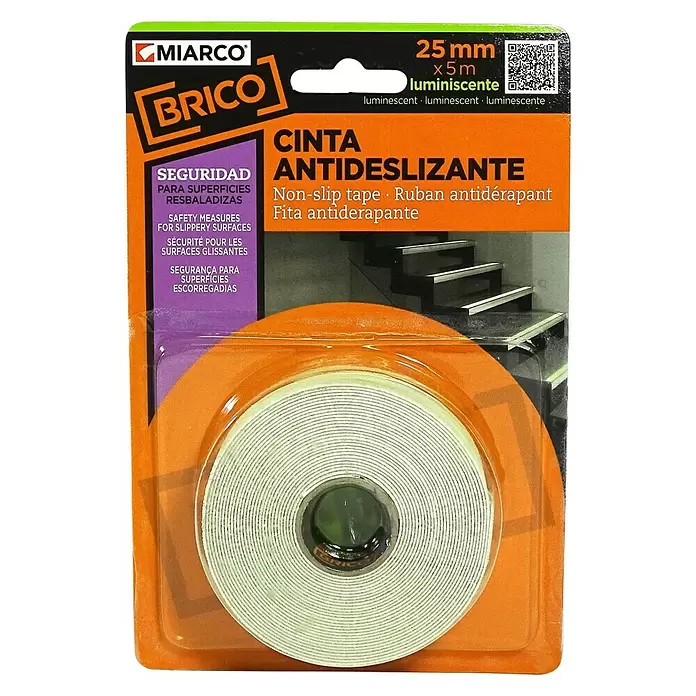 Cinta antideslizante - L x An: 5 m x 2,5 cm, Fotoluminiscente - Vista frontal