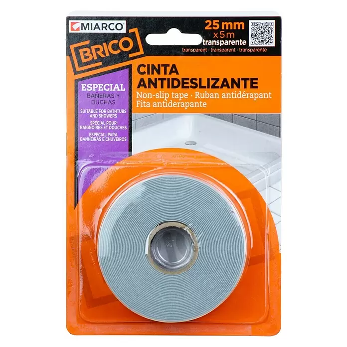 Cinta antideslizante - L x An: 5 m x 2,5 cm, Transparente - Vista frontal
