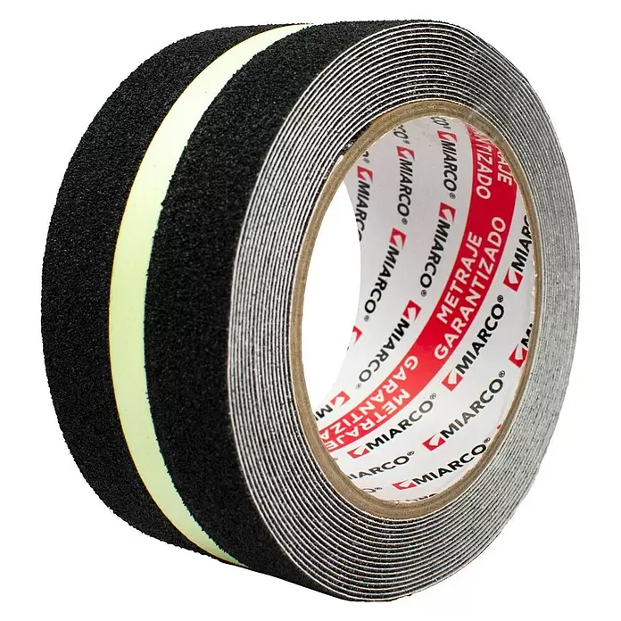 Cinta antideslizante - L x An: 5 m x 5,2 cm, Negro, Fotoluminiscente - Vista angular