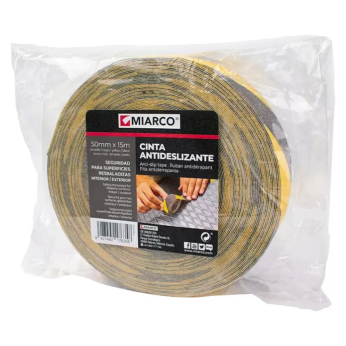 Cinta antideslizante - L x An: 15 m x 5 cm, Amarillo/Negro - Vista frontal