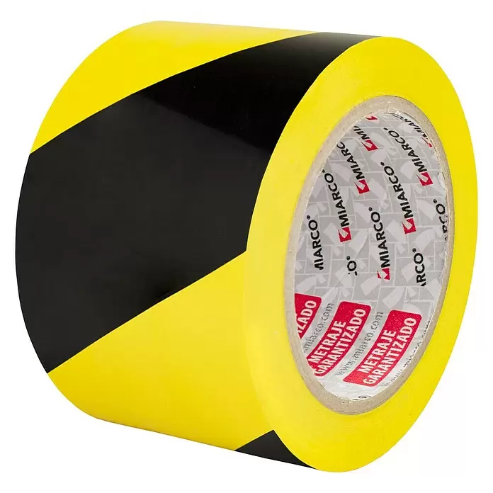 Cinta de señalización - L x An: 33 m x 7,5 cm, Amarillo/Negro - Vista angular