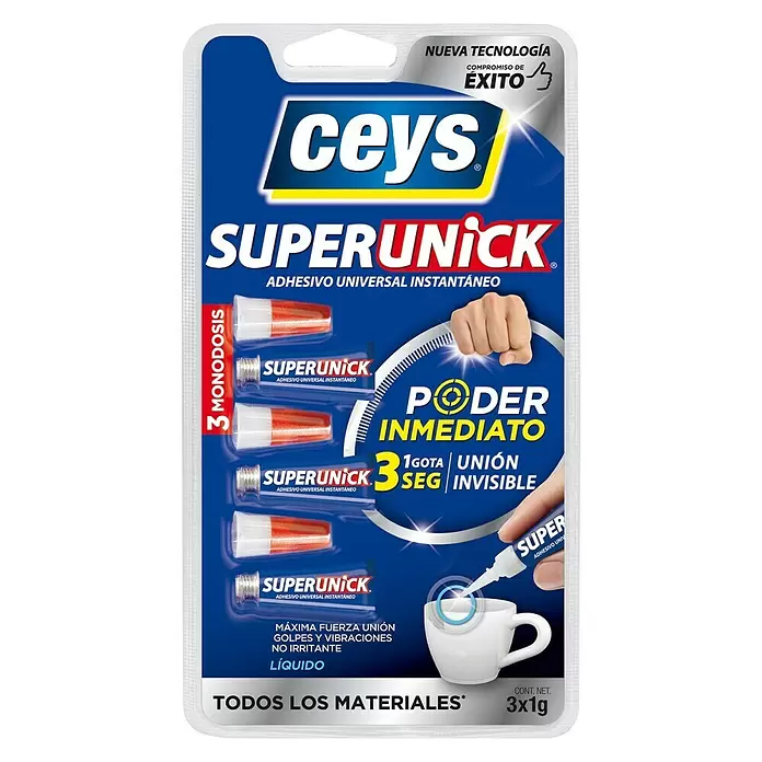 Ceys Adhesivo para montaje universal Superunik monodosis - Transparente - Vista frontal