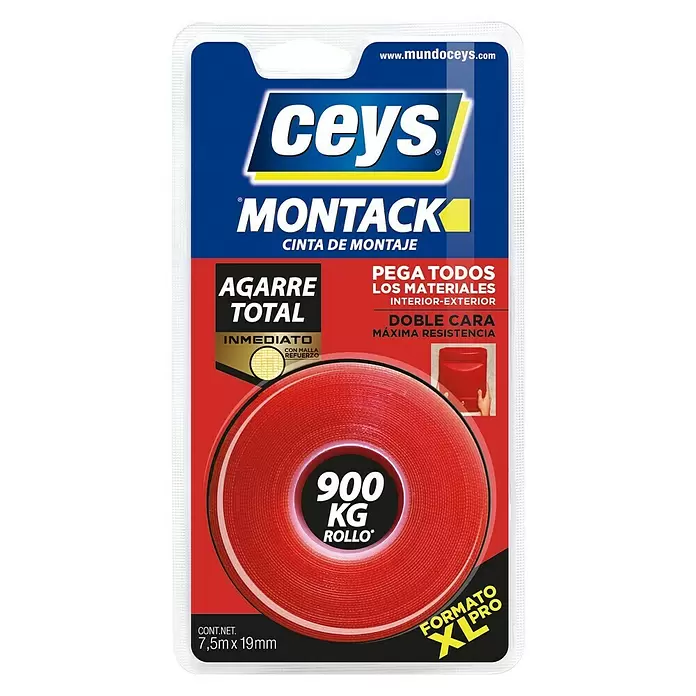 Ceys Cinta de montaje agarre total Montack Pro - 7,5 m x 19 mm - Vista frontal