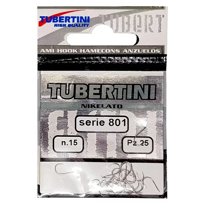 Tubertini Anzuelo de pesca Serie 801 - Pez objetivo: Carpa, Tamaño gancho jig: 15 mm, 25 uds. - Vista frontal