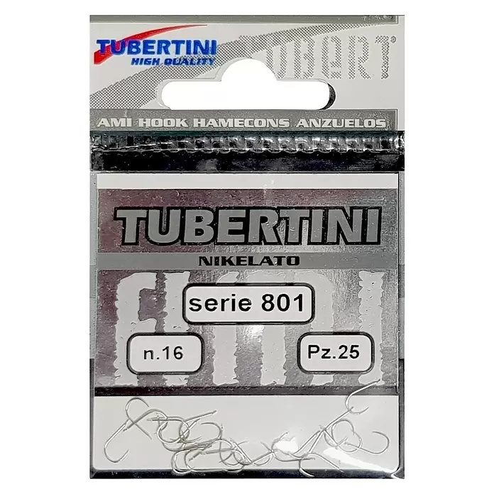 Tubertini Anzuelo de pesca Serie 801 - Pez objetivo: Carpa, Tamaño gancho jig: 16 mm, 25 uds. - Vista frontal