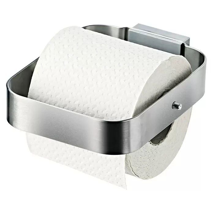 Camargue Portarollos de papel higiénico Kuno - Sin tapa, Cromo, Blanco, Acero inoxidable, Satinado - Vista angular