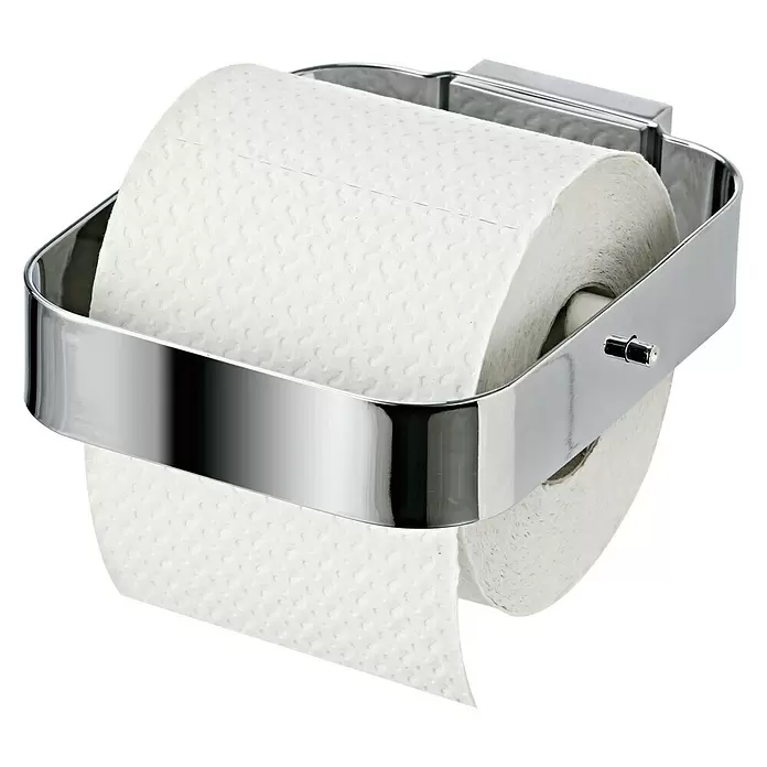 Camargue Portarollos de papel higiénico Kuno - Sin tapa, Cromo, Blanco, Acero inoxidable, Cromado - Vista angular