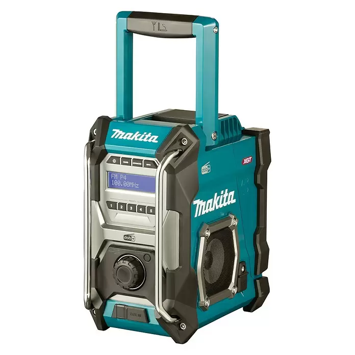 Makita Akku-Baustellenradio MR003GZ - 12 V - 40 V, Ohne Akku, 174.928 - 239.200 MHz (DAB/DAB+) - Diagonale Ansicht