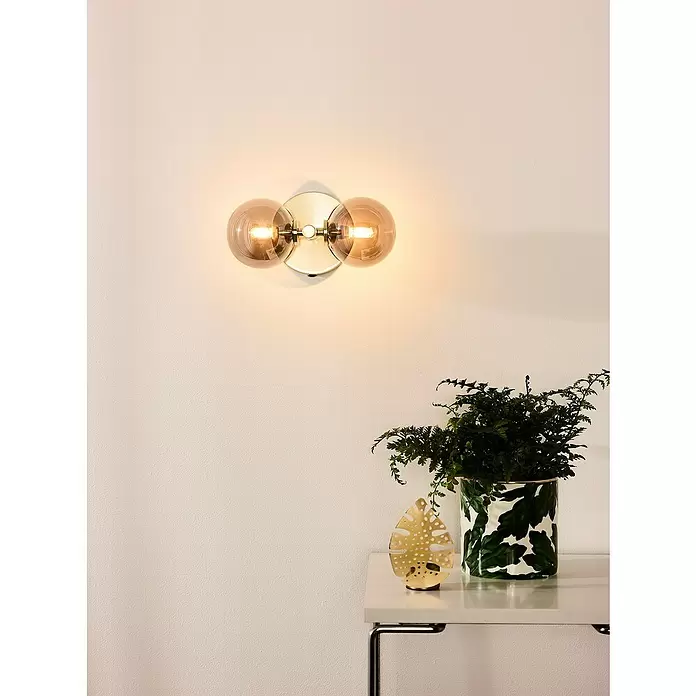 Lucide Tycho Wandleuchte - 56 W, L x B x H: 12 x 12 x 22 cm, Gold, G9 - Stimmungsaufnahme