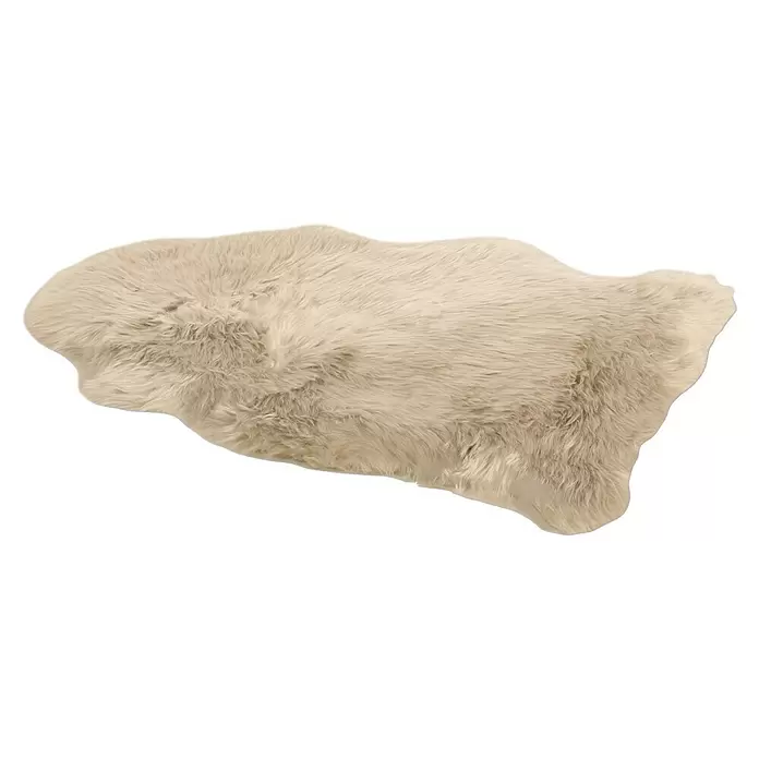 Esbeco Deko-Schaffell - Taupe, 80 x 50 cm, 100 % Echtfell - Diagonale Ansicht
